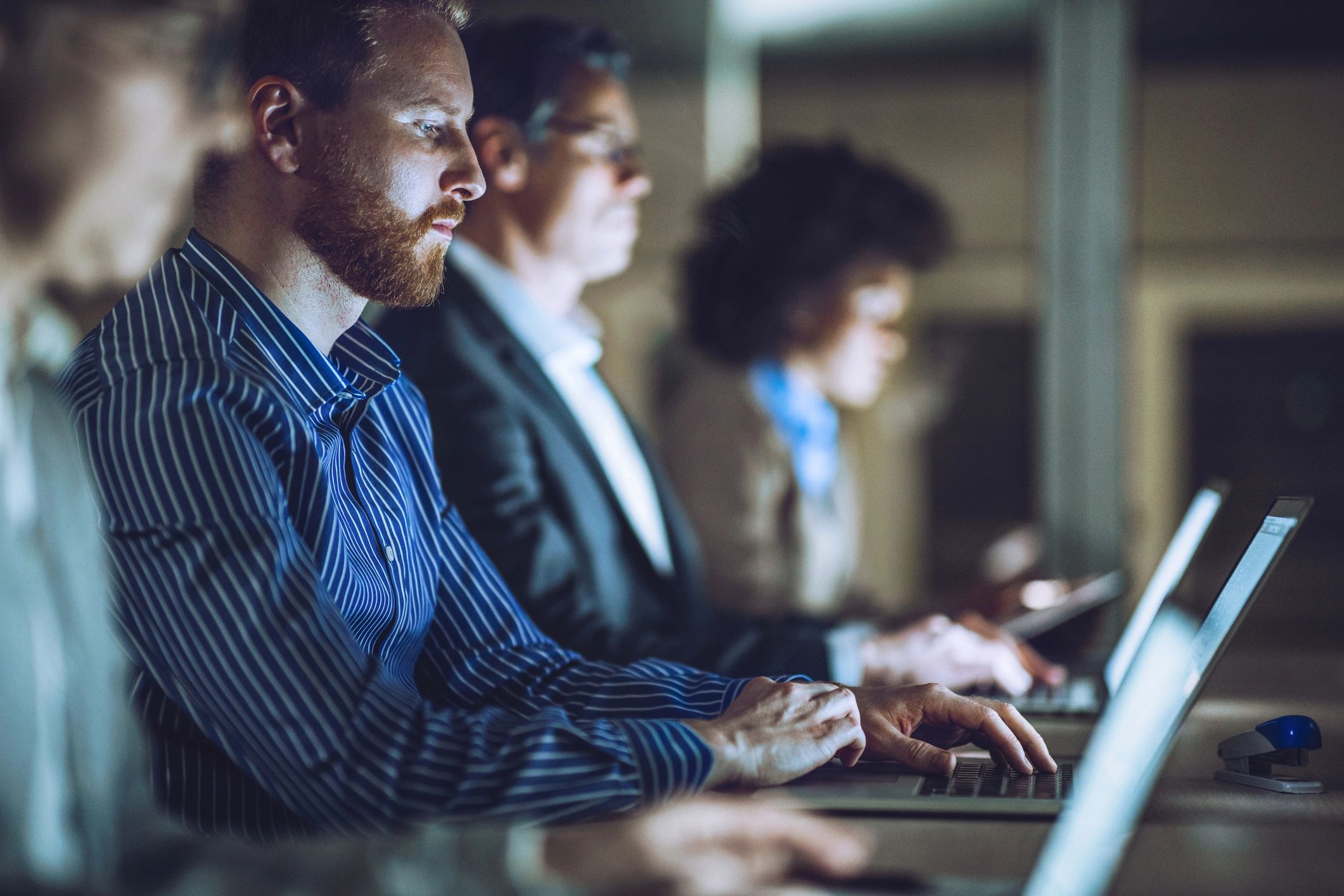 Business professional working on a laptop