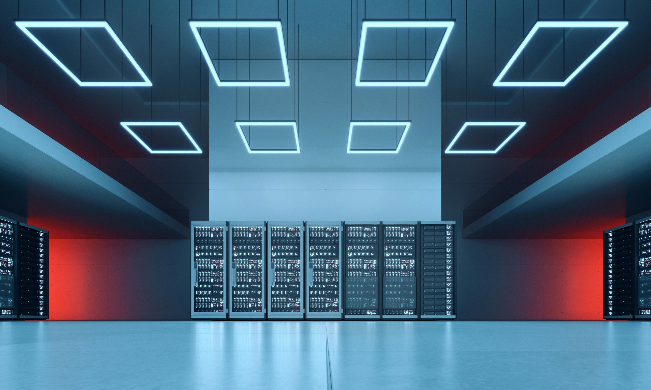 Futuristic data center representing secure infrastructure